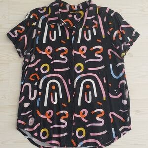 Nooworks Joyce Button Down Shirt Ashley Mary Art Candy Print Size M